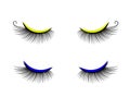 Long false eyelashes on a white background. Symbol. Vector